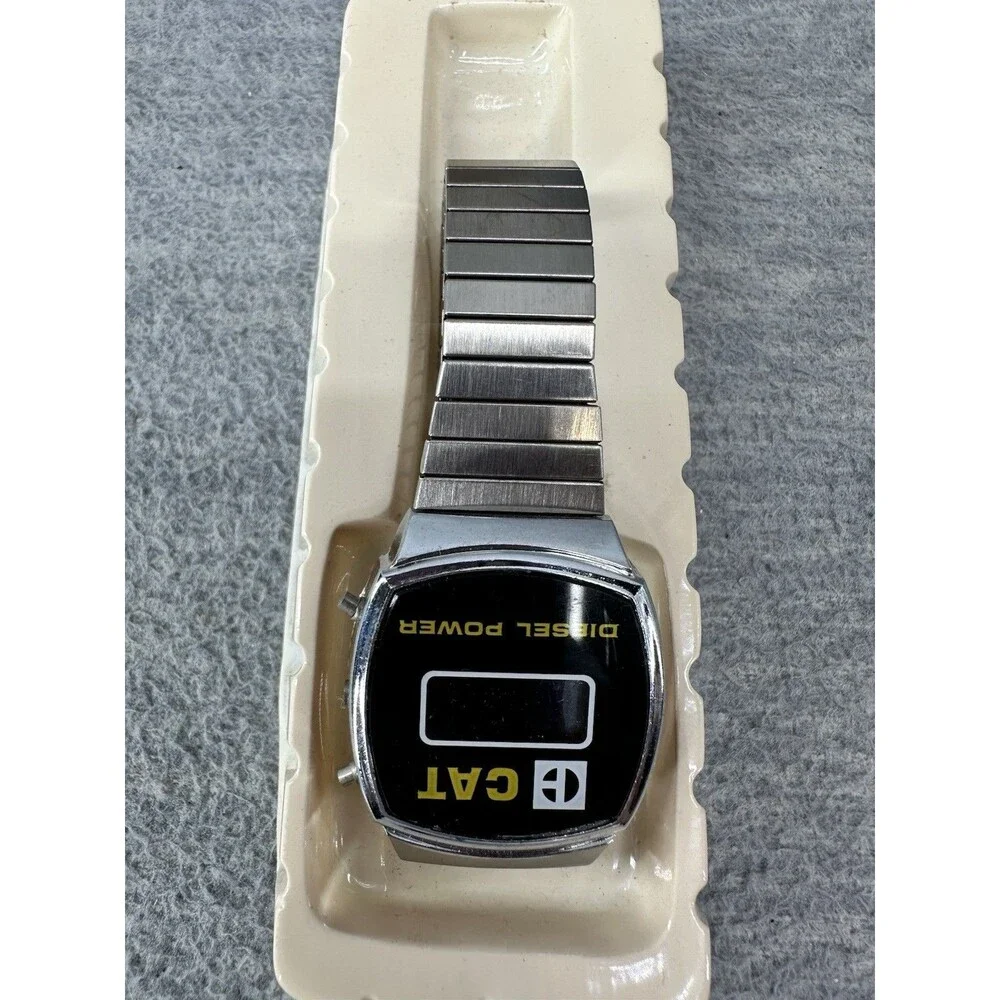 CATERPILLAR DIESEL POWER Digital Quartz Silver Tone StrecthBand Watch